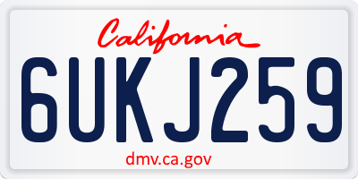 CA license plate 6UKJ259