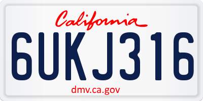 CA license plate 6UKJ316