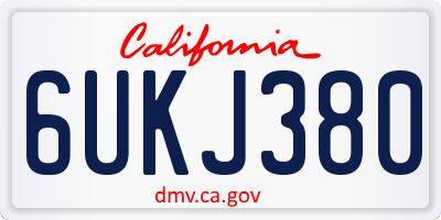 CA license plate 6UKJ380