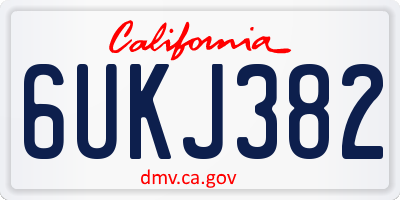 CA license plate 6UKJ382