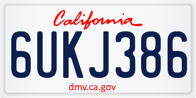 CA license plate 6UKJ386