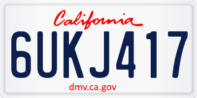 CA license plate 6UKJ417