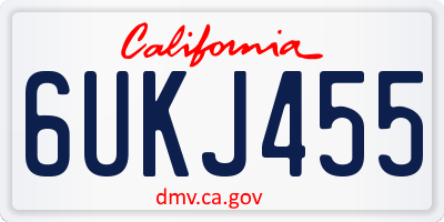 CA license plate 6UKJ455