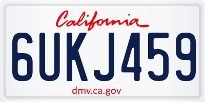 CA license plate 6UKJ459
