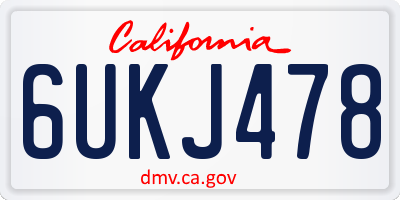 CA license plate 6UKJ478