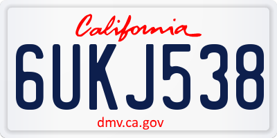 CA license plate 6UKJ538