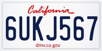 CA license plate 6UKJ567