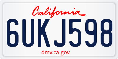 CA license plate 6UKJ598