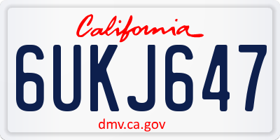CA license plate 6UKJ647