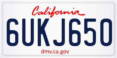 CA license plate 6UKJ650