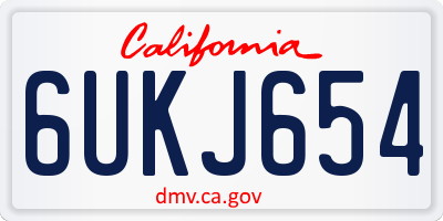 CA license plate 6UKJ654
