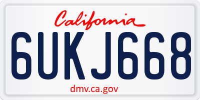 CA license plate 6UKJ668