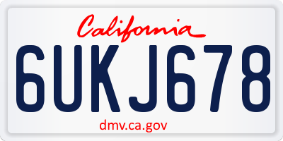 CA license plate 6UKJ678