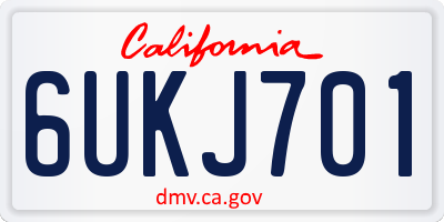 CA license plate 6UKJ701