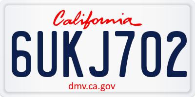 CA license plate 6UKJ702