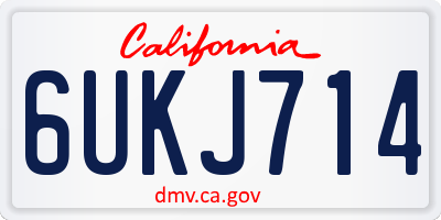 CA license plate 6UKJ714