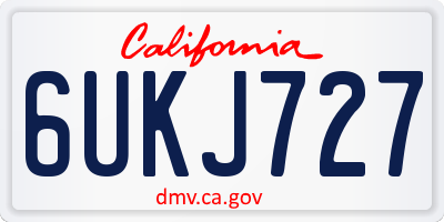 CA license plate 6UKJ727