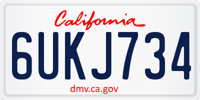 CA license plate 6UKJ734