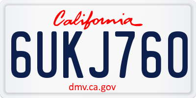 CA license plate 6UKJ760