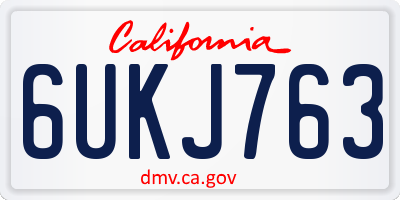 CA license plate 6UKJ763