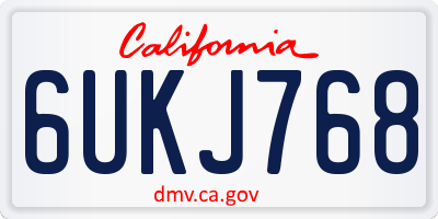 CA license plate 6UKJ768