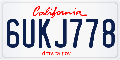 CA license plate 6UKJ778