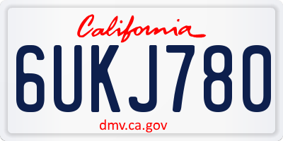 CA license plate 6UKJ780