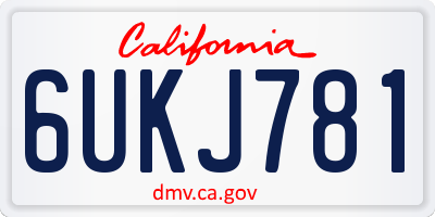 CA license plate 6UKJ781