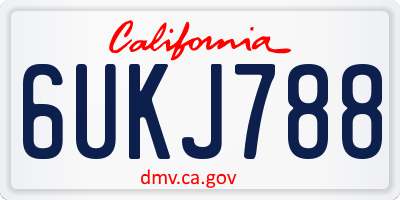 CA license plate 6UKJ788