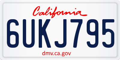 CA license plate 6UKJ795