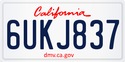 CA license plate 6UKJ837