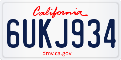 CA license plate 6UKJ934