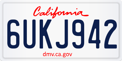 CA license plate 6UKJ942