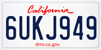 CA license plate 6UKJ949