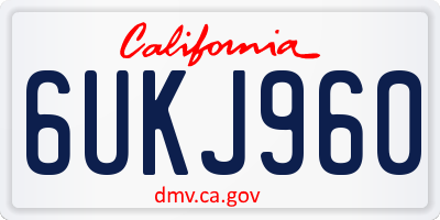 CA license plate 6UKJ960