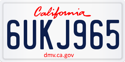 CA license plate 6UKJ965