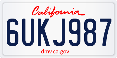 CA license plate 6UKJ987