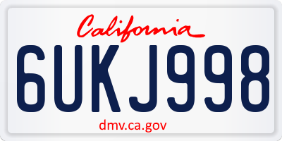 CA license plate 6UKJ998
