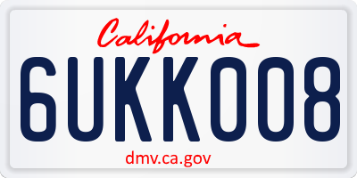 CA license plate 6UKK008