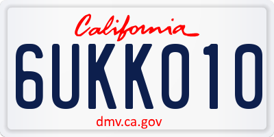 CA license plate 6UKK010