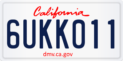 CA license plate 6UKK011