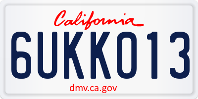 CA license plate 6UKK013