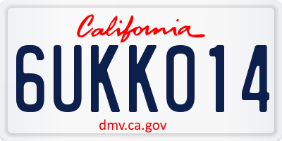 CA license plate 6UKK014