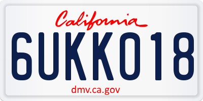CA license plate 6UKK018