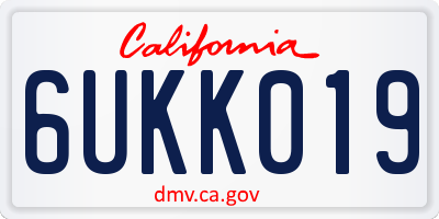 CA license plate 6UKK019