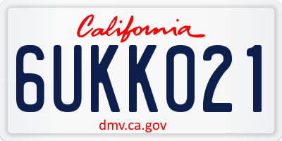 CA license plate 6UKK021