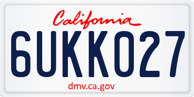 CA license plate 6UKK027