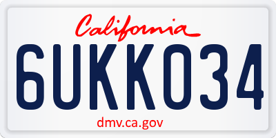 CA license plate 6UKK034