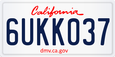CA license plate 6UKK037