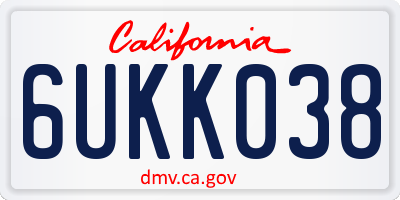 CA license plate 6UKK038